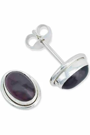 mantraroma Paar Ohrstecker SARALA oval klein aus 925 Silber mit Granat (Paar, Paar Ohrringe mit Schmuckbeutel), 925 Sterling Silber Ohrringe für Damen - Verkäufer: