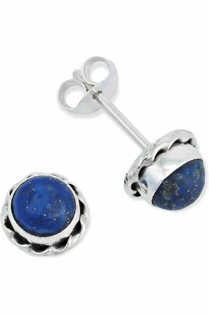 mantraroma Paar Ohrstecker NALU aus 925 Silber mit Lapis Lazuli (Paar, Paar Ohrringe mit Schmuckbeutel), 925 Sterling Silber Ohrringe für Damen - Verkäufer:
