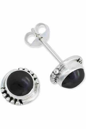 mantraroma Paar Ohrstecker BAOLI aus 925 Silber mit Onyx (Paar, Paar Ohrringe mit Schmuckbeutel), 925 Sterling Silber Ohrringe für Damen - Verkäufer: