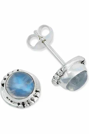 mantraroma Paar Ohrstecker BAOLI aus 925 Silber mit Regenbogen Mondstein (Paar, Paar Ohrringe mit Schmuckbeutel), 925 Sterling Silber Ohrringe für Damen - Verkäufer: