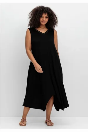 Sheego Shirtkleid Große Größen mit Zipfelsaum und Lochstickerei