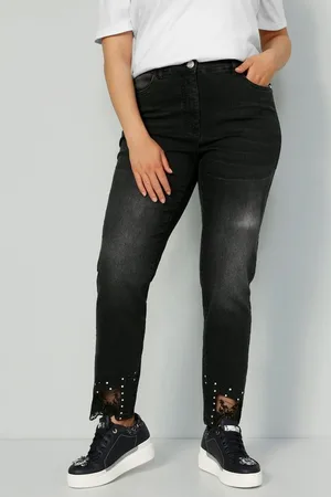 Miamoda Regular-fit-Jeans Jeans Slim Fit Saum mit Spitze und Ziernieten - Verkäufer: Popken Fashion Group