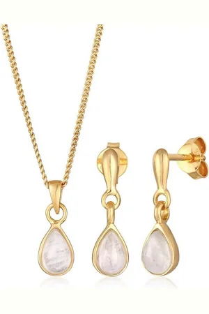Elli Schmuckset Mondstein Kette Ohrhänger 925 Silber vergoldet - Verkäufer: JULIE & GRACE GmbH