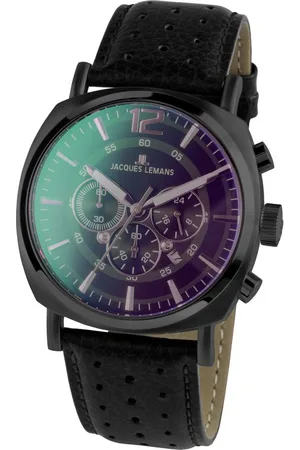 Jacques Lemans Chronograph Lugano 1-1645N, Quarzuhr, Armbanduhr, Herrenuhr, Datum, Stoppfunktion, Lederarmband