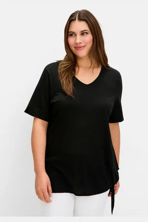 Sheego T-Shirt Große Größen mit Knotendetail am Saum