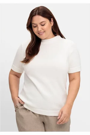 Sheego Stehkragenpullover Große Größen aus Baumwolle, mit Halbarm