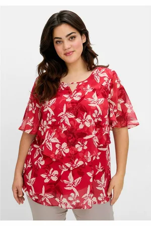Sheego Chiffontunika Große Größen mit Blütenprint und Flügelärmeln