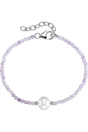 Smart Jewel Armband mit Stein-Kugeln + Muschelkern-Perle, Silber 925
