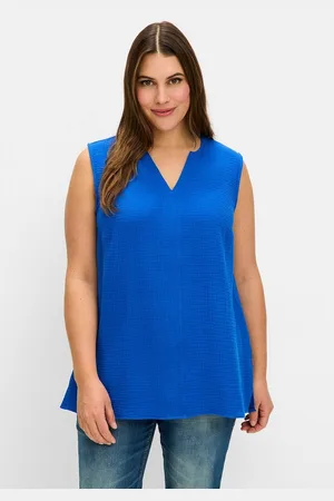 Sheego Tanktop Große Größen aus Musselin, mit V-Schlitz