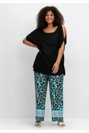 Sheego Schlupfhose Große Größen mit Blumenprint und Smokbund