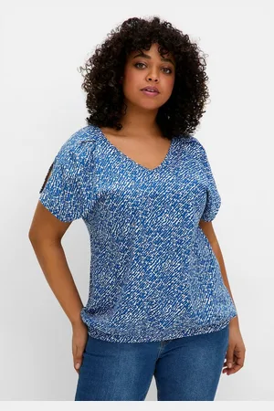 Sheego T-Shirt Große Größen mit Ärmel-Schlitz und Alloverdruck