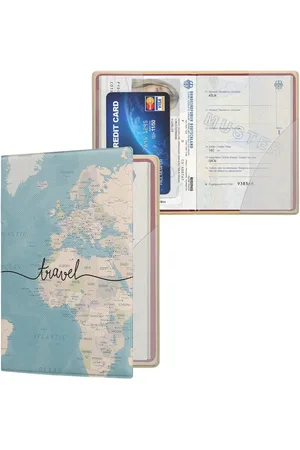kwmobile Etui Reisepass Kunststoff Schutzhülle Ausweis Hülle Impfpass Schutz, Cover Reisepasshülle Ausweishülle in Travel Schriftzug Design - Verkäufer: SellerX Commerce