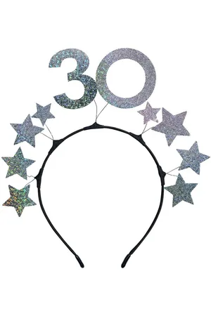 PARTY DECO Haarreif, Haarreif mit der Zahl 30 und Sternen 22x21cm Schwarz / Silber - Verkäufer: kreativmarkt-butterfly