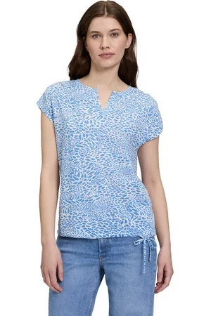 Betty & Co Kurzarmshirt Betty & Co Casual-Shirt mit Tunnelzug (1-tlg) Druck