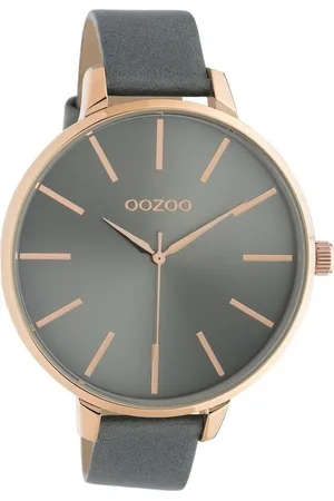 Oozoo Quarzuhr Damen Armbanduhr blaugrau Analog, (Analoguhr), Damenuhr rund, extra groß (ca. 48mm) Lederarmband, Fashion-Style - Verkäufer: Fit4Style Silberschmuck - IMPPAC