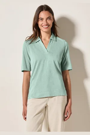 CECIL Poloshirt in Leinen-Optik
