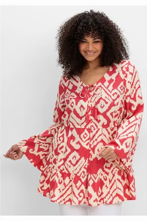Joe Browns Longbluse Große Größen mit Grafikprint und Volant am Saum