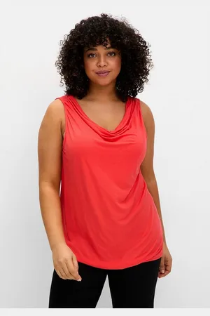 Sheego Tanktop Große Größen mit Wasserfallkragen und Gummibund