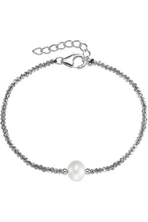 Smart Jewel Armband mit Stein-Kugeln + Muschelkern-Perle, Silber 925