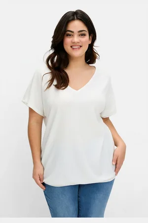 Sheego T-Shirt Große Größen aus Struktur-Jersey, mit Gummizugsaum