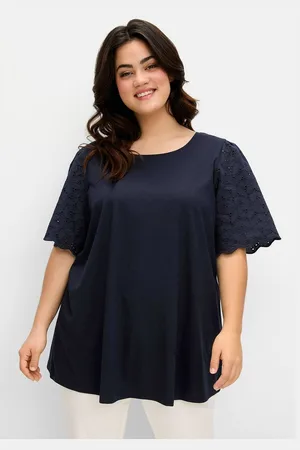 Sheego T-Shirt Große Größen mit Flügelärmeln aus Lochspitze
