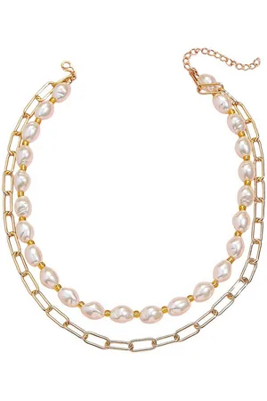 Karma Kette ohne Anhänger Damen Kunstperlen Legierung Gold 40cm Kette (Perlenkette, Schmuck für Frauen verstellbar Damenhalskette), Schmuck für Frauen verstellbar Damenhalskette - Verkäufer: Sanixa