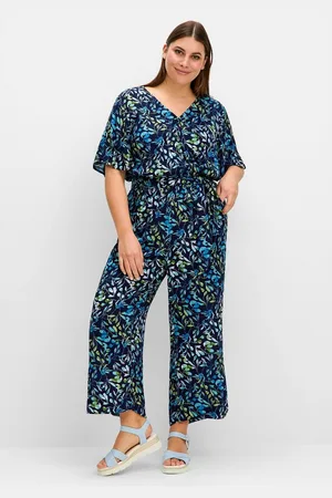 Sheego Jumpsuit Große Größen in Wickeloptik, mit Cut-out-Ärmeln
