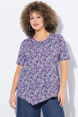 Ulla Popken T-Shirt T-Shirt Zipfelsaum A-Linie Biesen Rundhals Halbarm - Verkäufer: Popken Fashion Group