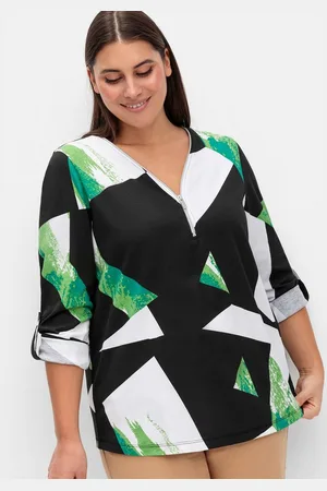 Sheego Langarmshirt Große Größen mit Grafikprint und Krempelfunktion
