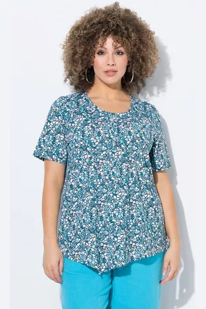 Ulla Popken T-Shirt T-Shirt Zipfelsaum A-Linie Biesen Rundhals Halbarm - Verkäufer: Popken Fashion Group