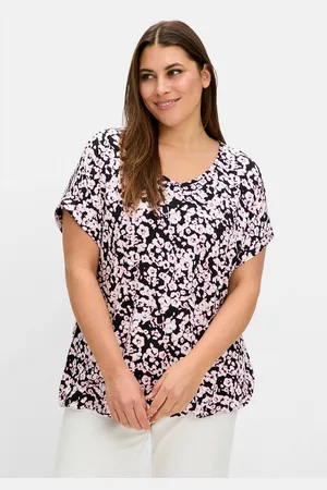 Sheego T-Shirt Große Größen mit Blumendruck und Saum-Gummizug