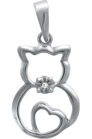Firetti Kettenanhänger Schmuck Geschenk Silber 925 Halsschmuck Anhänger Katze, mit Zirkonia (synth)