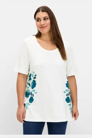 Sheego T-Shirt Große Größen mit Floral-Druck und Stickerei