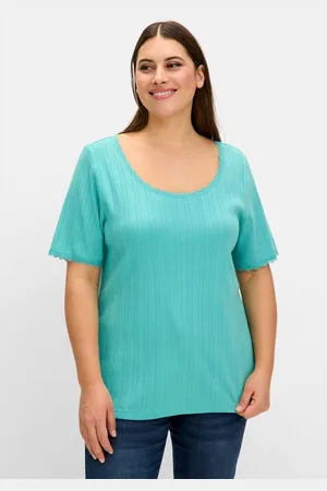 Sheego T-Shirt Große Größen mit Ajourmuster und Spitzendetails