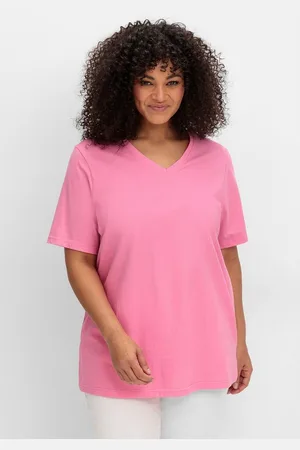 Sheego T-Shirt Große Größen mit V-Ausschnitt, aus leichtem Jersey