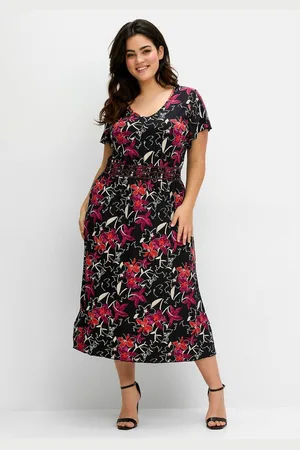 Sheego Sommerkleid Große Größen mit Zierbändern im Rücken