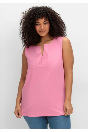 Sheego Tanktop Große Größen aus Jersey, mit Biesen am Ausschnitt