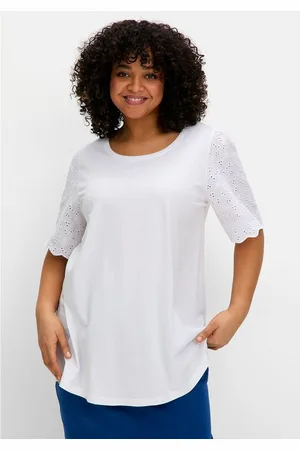 Sheego T-Shirt Große Größen mit Flügelärmeln aus Lochspitze