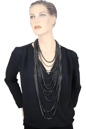 Alessandro Lange Kette Noir Allure, mehrreihige Gliederkette