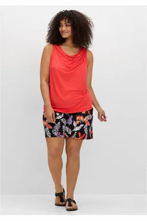 Sheego Shorts Große Größen mit Blätterprint und Smokbund