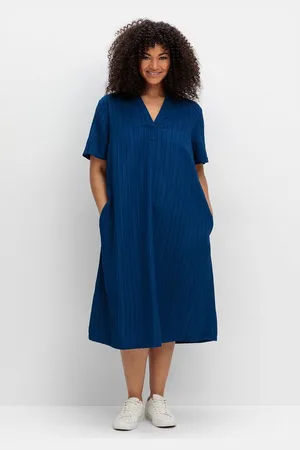 Sheego Sommerkleid Große Größen mit Polokragen, in Längsstruktur