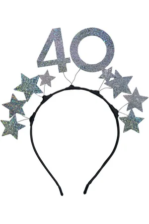 PARTY DECO Haarreif, Haarreif mit der Zahl 40 und Sternen 22x21cm Schwarz / Silber - Verkäufer: kreativmarkt-butterfly