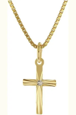 trendor Kette mit Anhänger Kreuz-Anhänger für Kinder Gold 585 mit Vergoldeter Silberkette - Verkäufer: uhrcenter