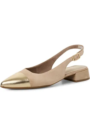 Tamaris Slingpumps, Blockabsatz, Abendschuh, Businessschuh mit goldfarbenem Besatz