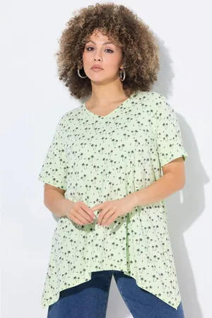 Ulla Popken T-Shirt T-Shirt Palmen A-Linie V-Ausschnitt Halbarm - Verkäufer: Popken Fashion Group