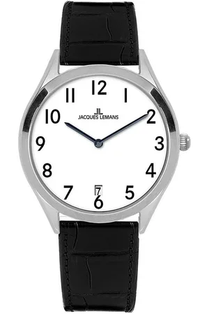 Jacques Lemans Quarzuhr Cannes 1-2184A, Armbanduhr, Damenuhr, Herrenuhr, Datum, Lederarmband