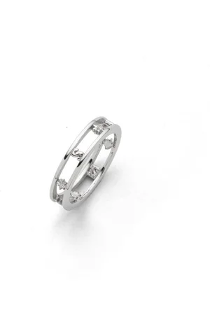DUR Fingerring Schmuck: Ring, Bandring "Kompass", rhodiniert, R6020 - Verkäufer: Strandsandschmuck