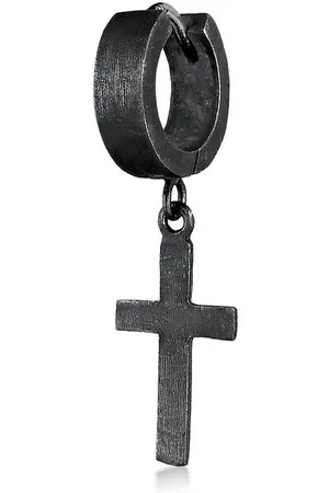 Kuzzoi Paar Creolen Creole Kreuz Scharnier Single 925 Silber, Kreuz - Verkäufer: JULIE & GRACE GmbH