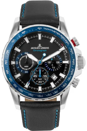 Jacques Lemans Chronograph Liverpool 1-2099B.1, Quarzuhr, Armbanduhr, Herrenuhr, Datum, Lederarmband