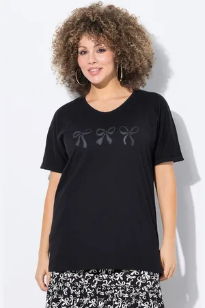 Ulla Popken T-Shirt T-Shirt Schleifen Oversized V-Ausschnitt Halbarm - Verkäufer: Popken Fashion Group